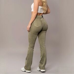 FITJEANS Women's Boot Cut Flare Pants in Olive